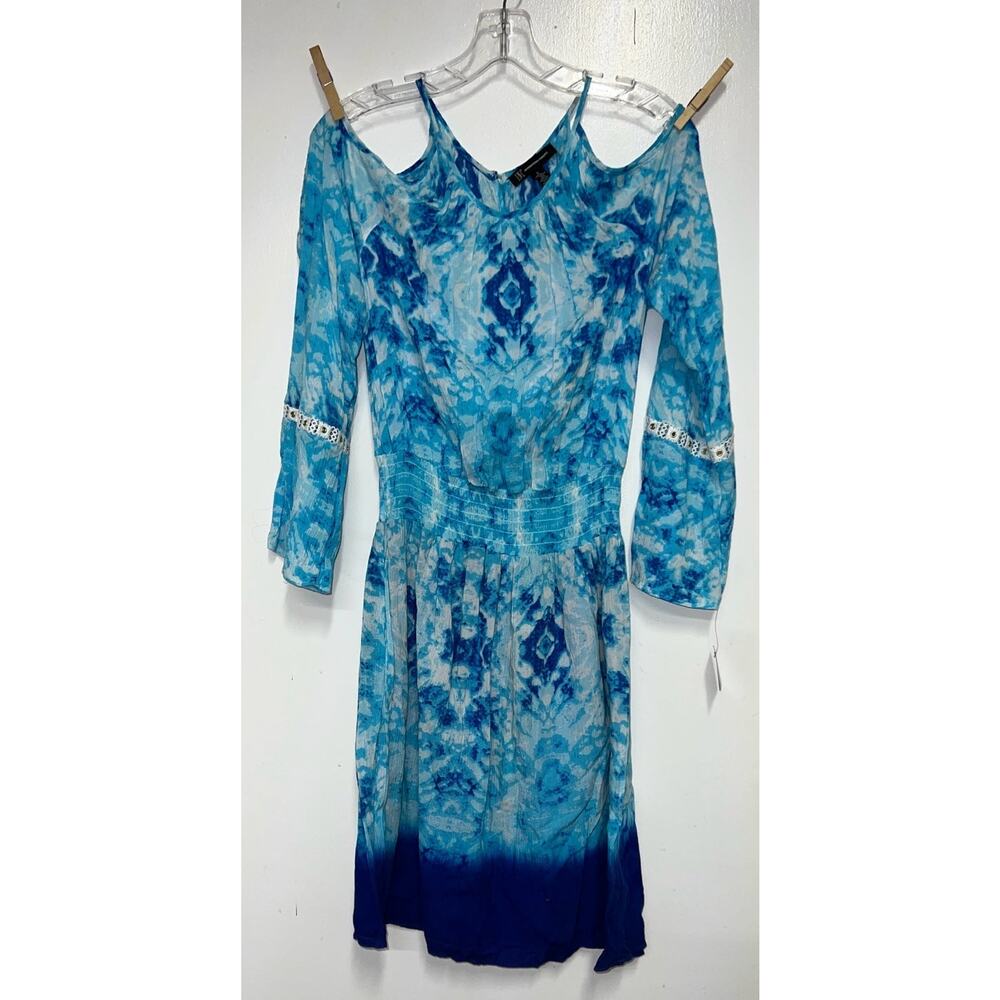 NWT INC International Concepts Gauze Dress Cold Shoulder Tie Dye S
